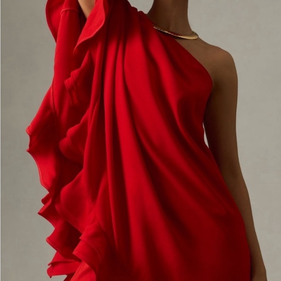 Ruffled Silk Mini  Dress Sz M - Picture 1 of 4